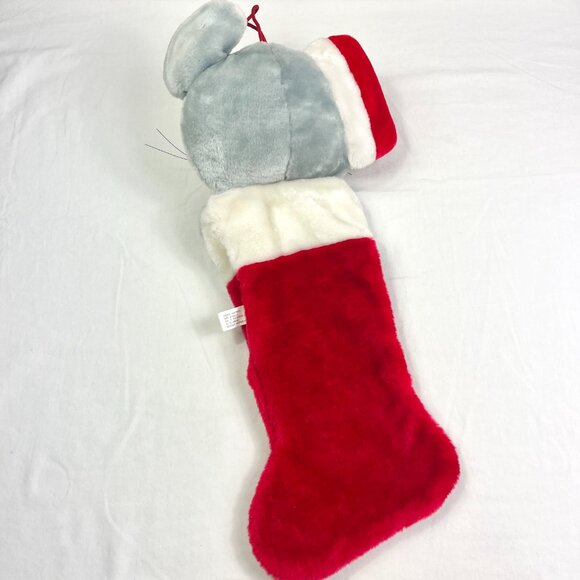 Vintage Plush Mouse Christmas Stocking 3D International Silver Co - Picture 3 of 4